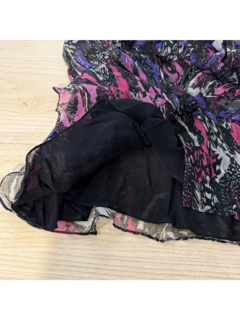 IRO Street Marble Blouse Size 36 US Small 4 Sheer Chiffon Multi Twist Knot Front - Picture 10 of 14